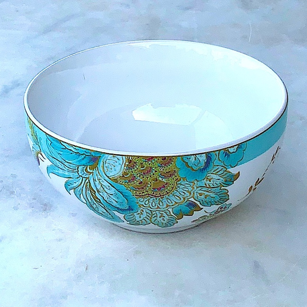 222 FIFTH ELIZA SPRING TURQUISE SOUP CEREAL BOWL NEW PORCELAIN 5 1/2 INCH FLORAL